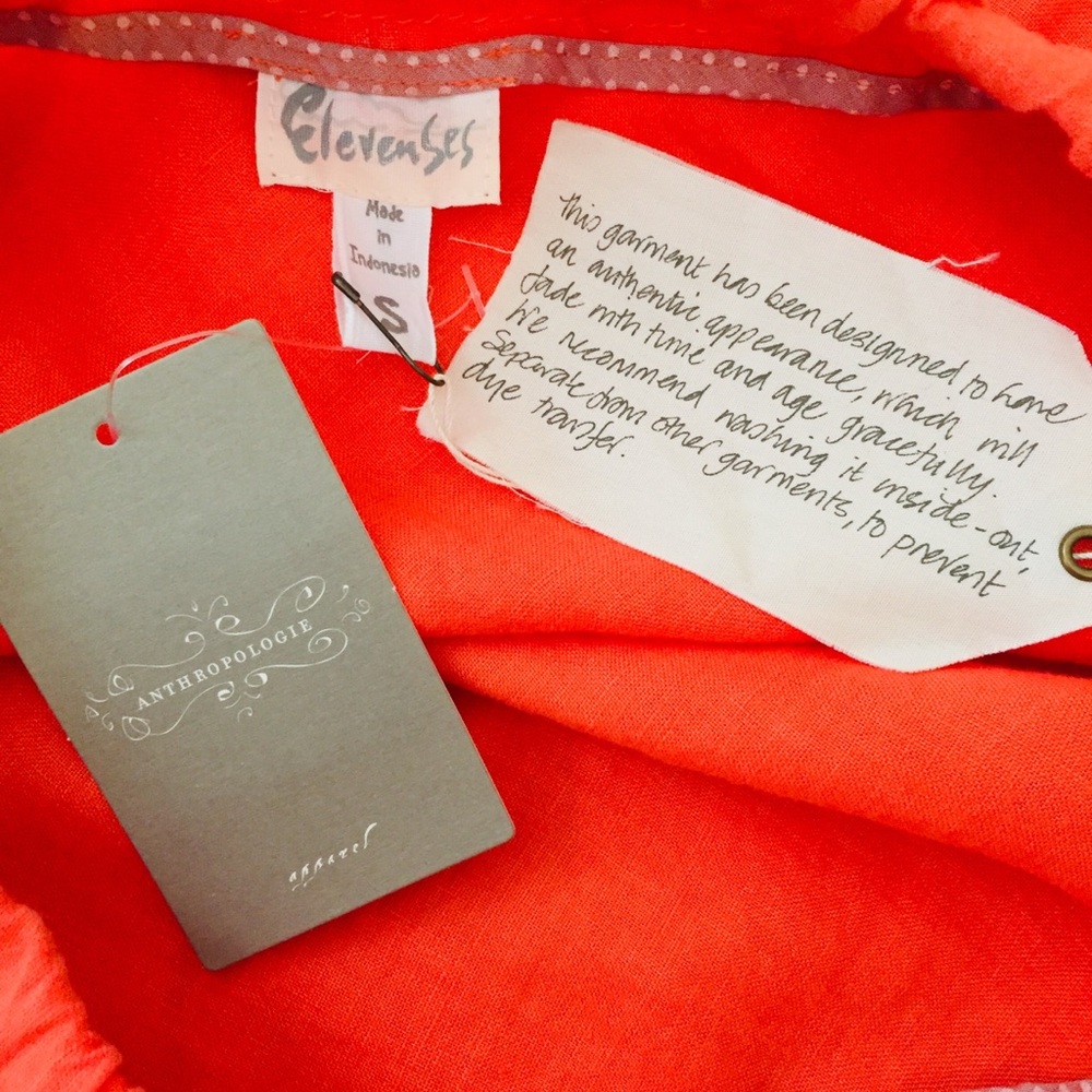 ANTHROPOLOGIE NWT Elevenses Orange Linen Skirt Size Small - Picture 7 of 8